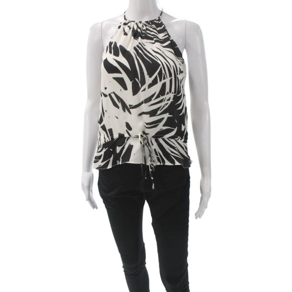 Parker Womens Black Halter Floral Tank Tie Size XS
